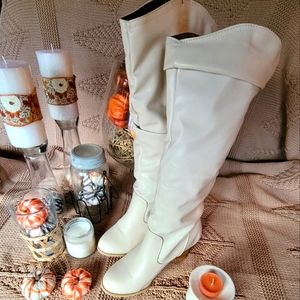 White Heeled leather Boots